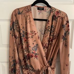 ZARA satin tie up blouse